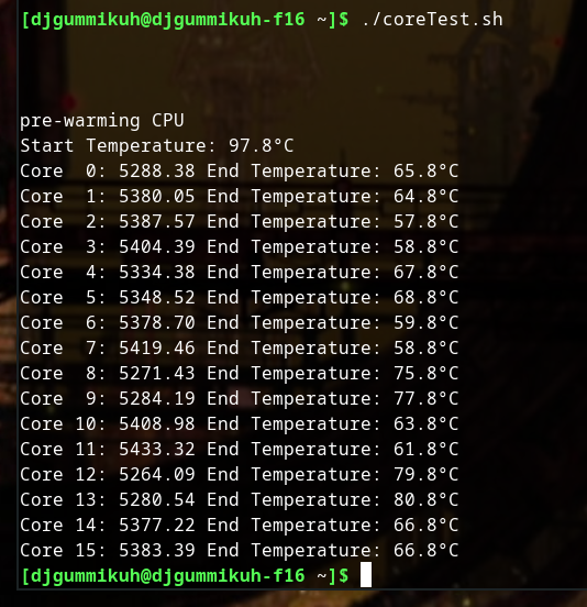 Performance test mit maximaler Kühlung